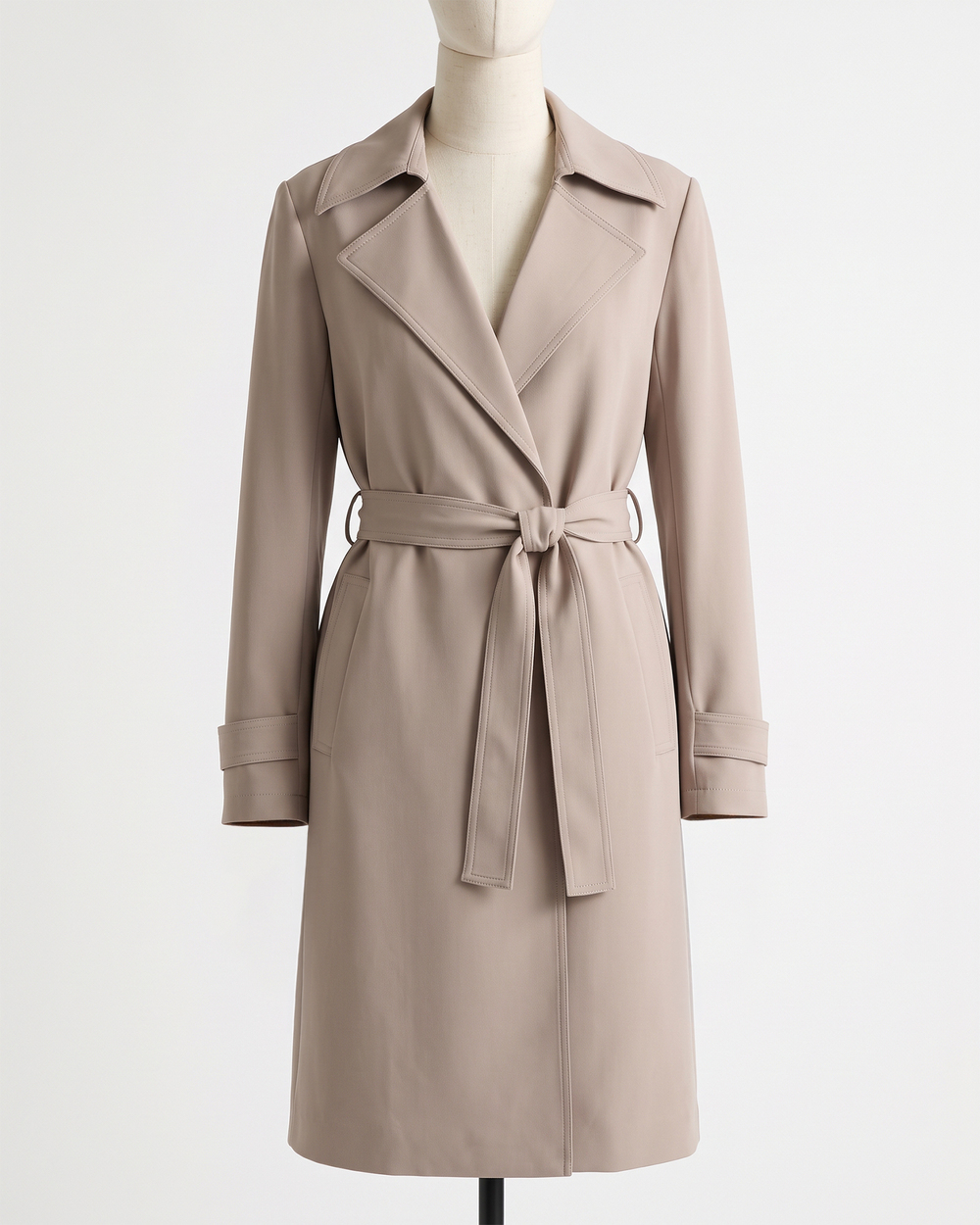 Stretch Crepe Trench Coat